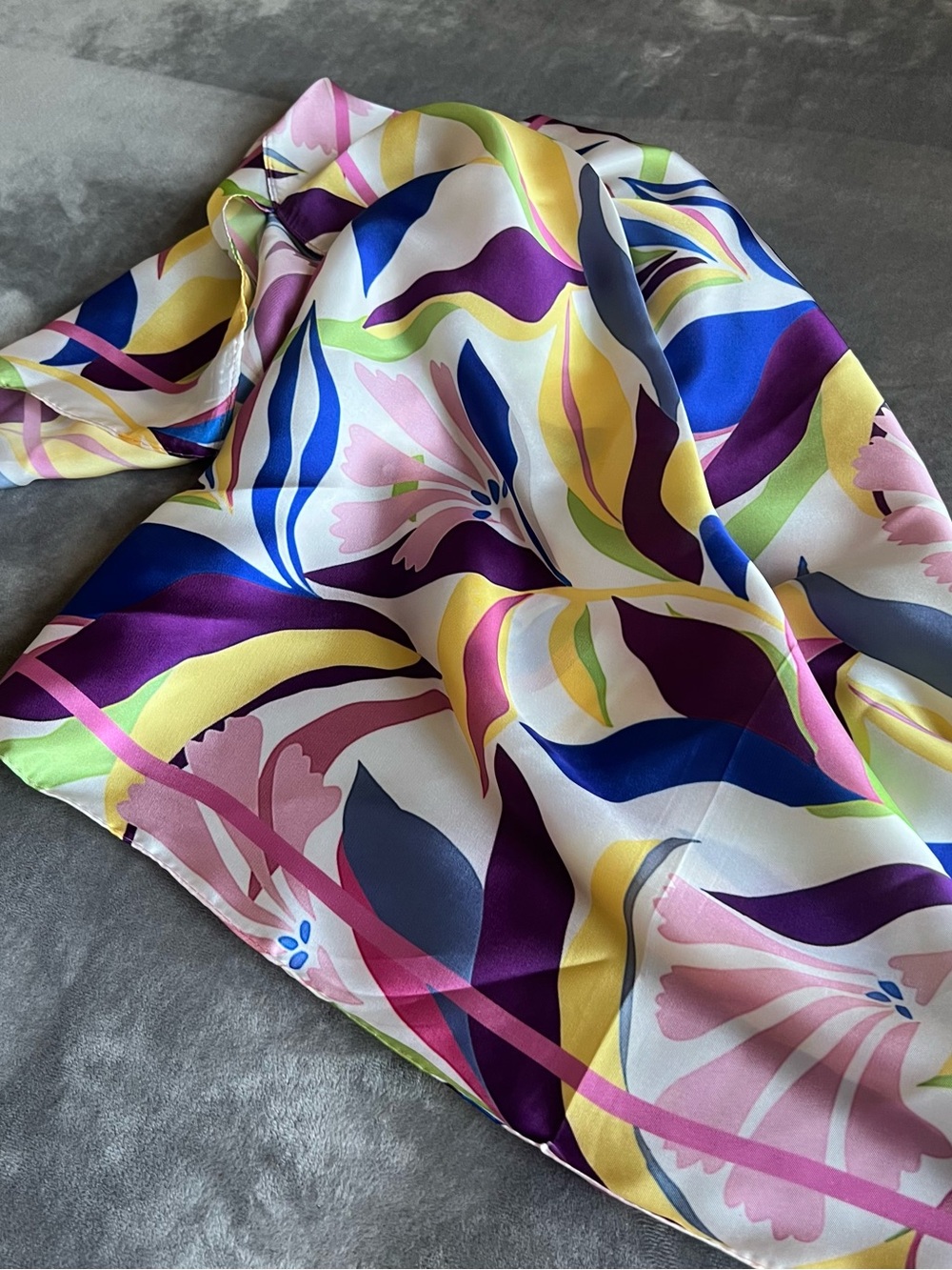 Vibrant Floral Silk Scarf - Multicolor
